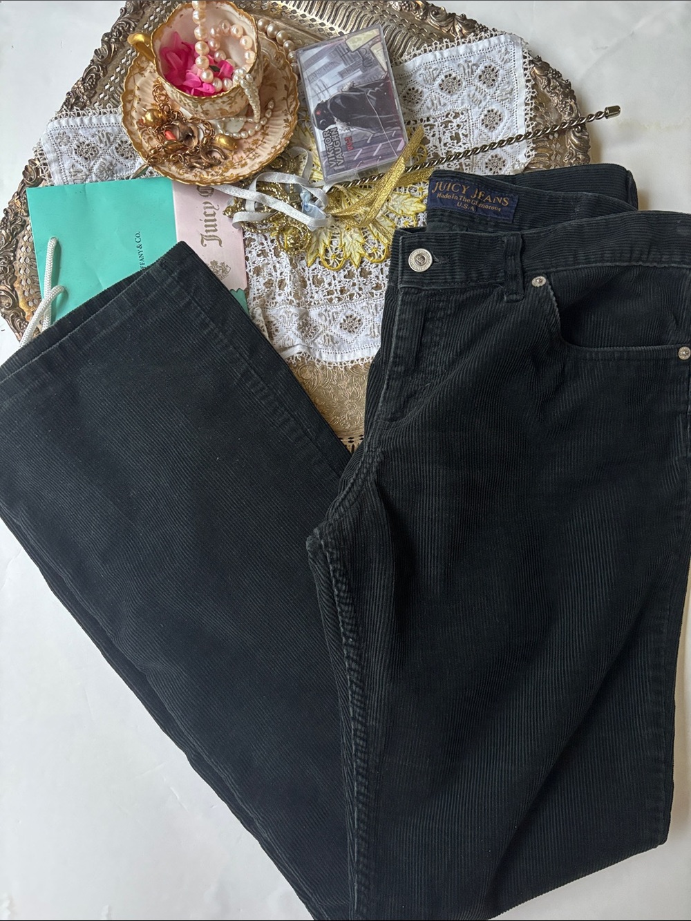 Vintage 90’s Juicy Couture Jeans Corduroy Flare Bootcut Pants Cords Y2K Black S